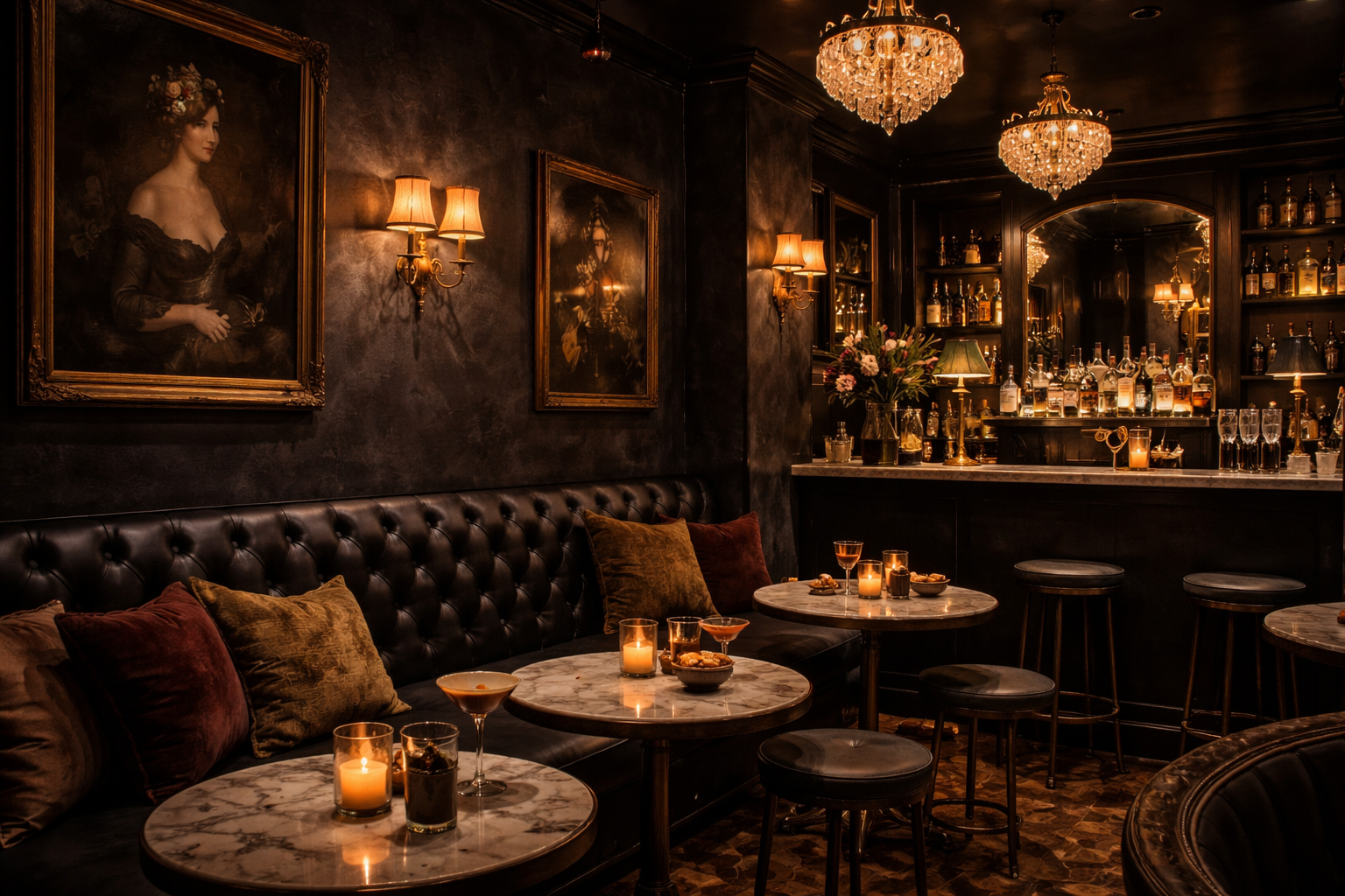 Moody, Dark Wall Décor for Intimate Cocktail Bars